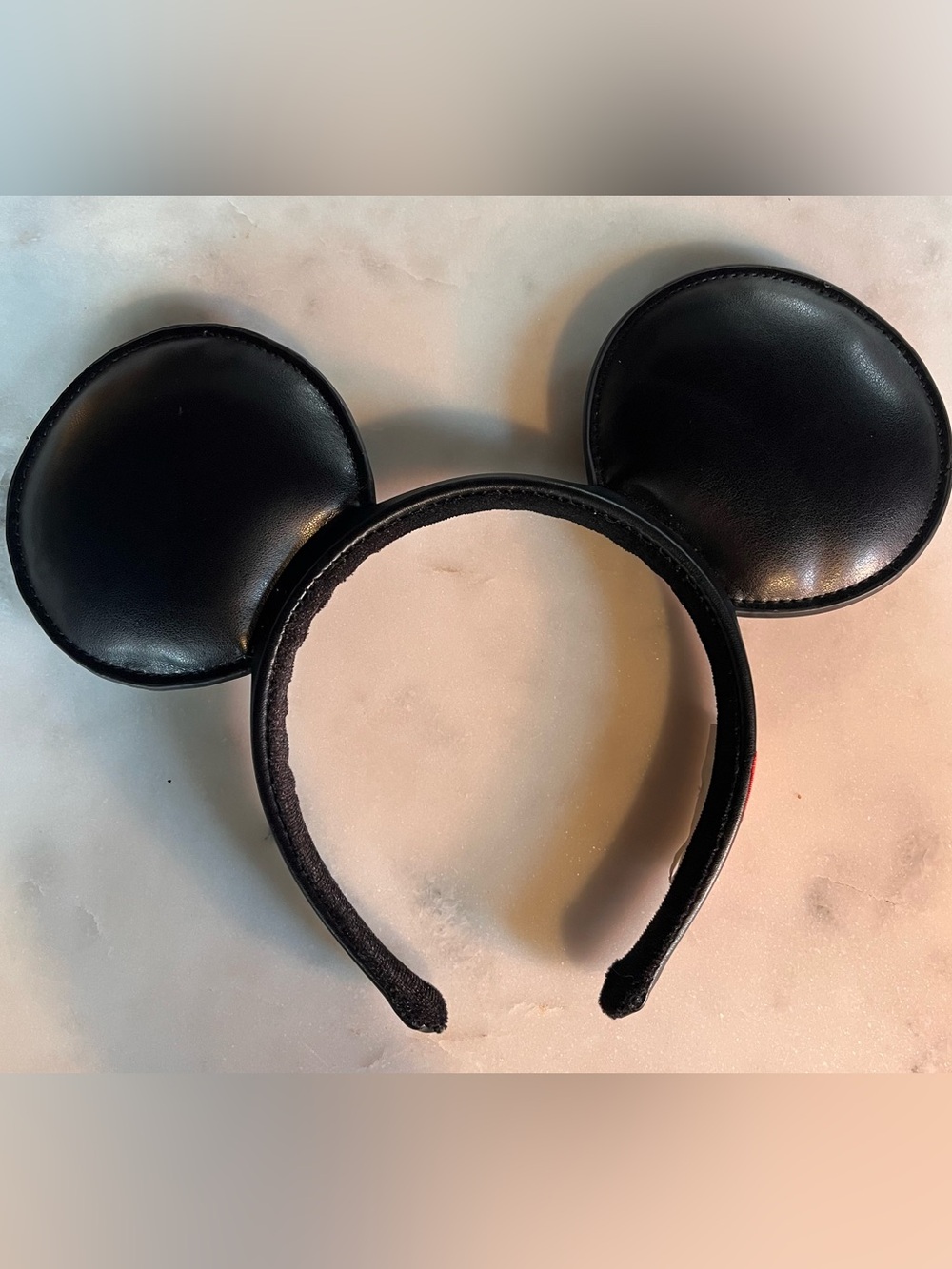 Disney Black Faux Leather Mickey Mouse Signature Ear Headband